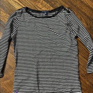 Ralph Lauren Black and White striped 3/4 Sleeve top size m